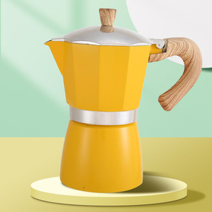 Cafetière italienne en aluminium avec poignée en bois transparente et corps en céramique - Product Image 3