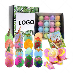 Lot de 16 bombes de bain écologiques en forme de dinosaure, coffret cadeau, boules effervescentes hydratantes, jouet surprise, logo personnalisé pour le bain des enfants - Product Image 1