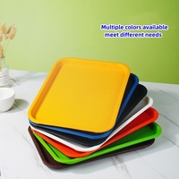 Plateau en plastique rectangulaire pour restaurant commercial et cantine, plateau de service épaissi, grand plateau antidérapant pour fast-food, vente en gros