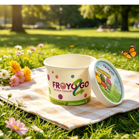 Vente en gros de gobelets à crème glacée de 3 oz, 5 oz, 8 oz, 12 oz, en papier écologique jetable avec couvercles à clipser pour yaourt glacé