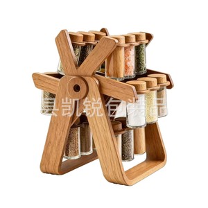 Estante giratorio de madera para especias con diseño de noria, 8 niveles, almacenamiento hermético para condimentos de cocina, uso en escritorio. - Product Image 5