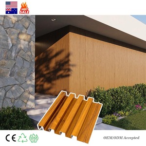 Décoration <span class=keywords><strong>extérieure</strong></span> en gros Revêtement métallique Panneau mural externe aspect bois Panneau cannelé en aluminium - Product Image 6