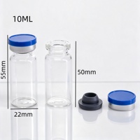 Flacon en verre transparent pour peptides de 10 ml avec bouchon en caoutchouc butyle et capuchon à clapet pour le stockage de poudre de peptides lyophilisés, avec logo et boîte personnalisés