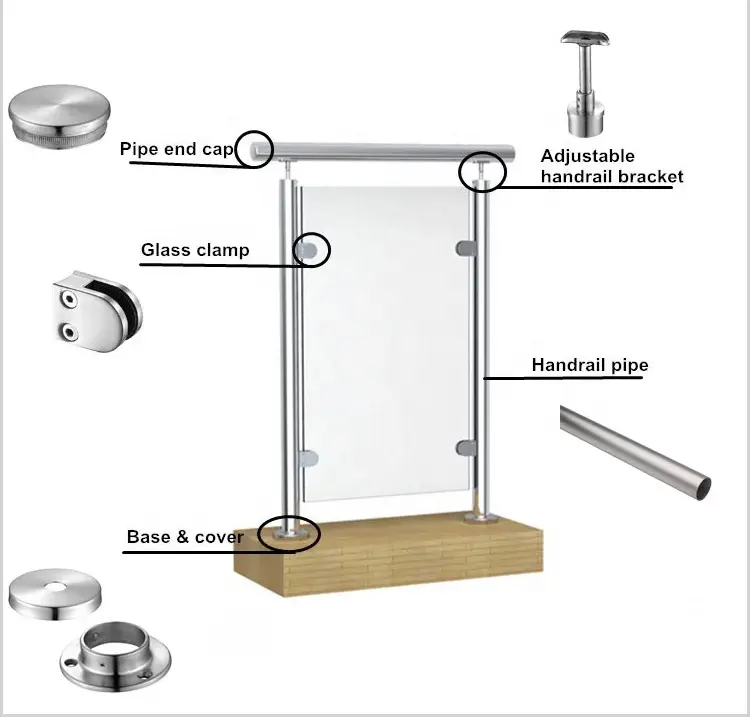 ใหม่304 SS 316อุปกรณ์กระจกราวบันไดกระจกคลิปหนีบราวบันไดกระจกระเบียงอุปกรณ์เสริมราวจับ