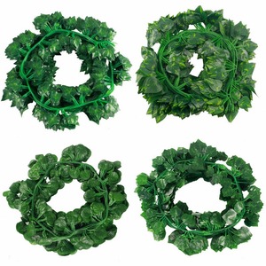 Arbustes et arbres artificiels avec feuilles de rotin, lianes vertes suspendues, herbe synthétique en plastique pour usage intérieur et extérieur - Product Image 5