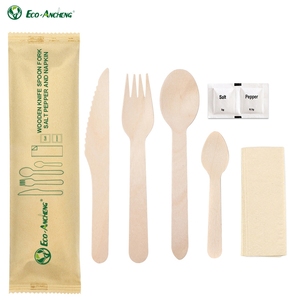 Tùy chỉnh in đồ dùng 140/160 mét Bạch Dương dùng một lần muỗng nĩa Knife Set dao kéo bằng gỗ cá nhân đóng gói - Product Image 1