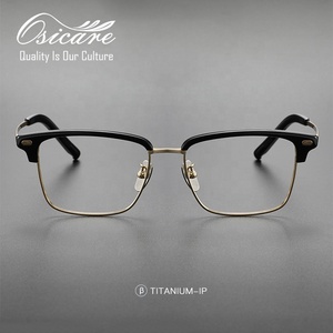Monturas de Gafas para Hombre de Titanio Puro IP, Negras, Estilo Vintage, Clásicas, de Diseño Coreano, sin Barra Inferior - Product Image 3