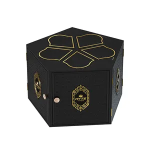 Caja hexagonal de madera con tapa para Perfume, caja de cosméticos de regalo de alta gama, estilo moderno y lujoso