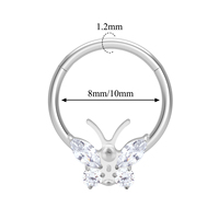 Vente en gros Anneau de nez clicker segmenté articulé 16G en titane ASTM F136 plaqué argent, pavé de zircons, pour piercing hélix et lobe