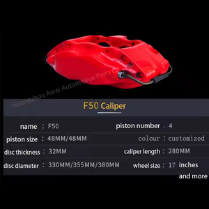 Racing hiệu suất tự động lớn phanh Kit F50 4 <span class=keywords><strong>Piston</strong></span> màu hồng calipers cho VW Golf GTI MK5 MK6 MK7 MK8 cho Polo GTI cho Toyota Celica - Product Image 2