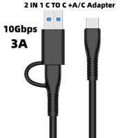 Câble USB-C 2-en-1 avec adaptateur USB 3.0, cordon de données hybride Type-C de 1 m 5 Gbit/s, charge rapide pour MacBook, iPad Pro, iPhone 17