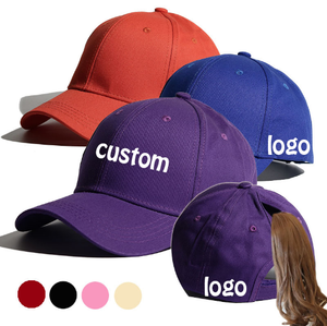 Casquette de baseball de luxe en coton vierge à 5 ou 6 panneaux, personnalisable avec logo, imprimée, pour le sport, la course et les queues de cheveux, pour femmes - Product Image 1