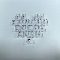 Vente en gros de 21 touches transparentes personnalisées en forme de cœur, touches de clavier transparentes gravées sur le côté, mignonnes