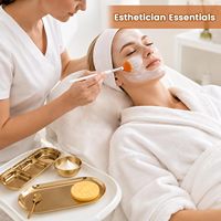 Ensemble de 3 plats dorés pour esthéticiennes, en acier inoxydable, pour soins de la peau, plateau pour masque facial, bols de mélange