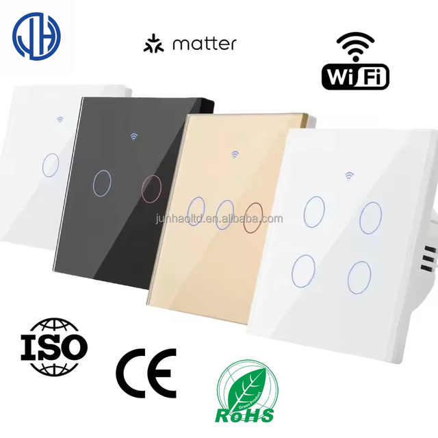 Matter 110v-240v Smart Home Automation App Remote Control Wifi System Light Switches Tempered Glass Voice Control IP66 Level
