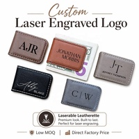 Porte-billets fin personnalisé en cuir PU gravé sur mesure, avec clip magnétique, vierge pour gravure laser DIY