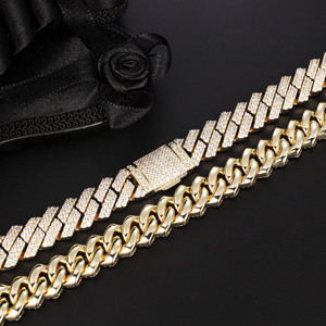 Joyería CM al Por Mayor Cadena de Oro Personalizada para Hombre Bañada en Oro de 14k Estilo Hip Hop con Diamantes Completos Cadena Gruesa Monaco Eslabón Cubano de 15mm - Product Image 5