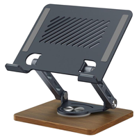 Support de tablette pliable rotatif à 360° IKATAK, réglable en hauteur, en bois MDF et métal, compatible iPad, pour ordinateur portable et tablette PC