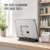 Coque arrière de terminal de point de vente pliable en aluminium moulé sous pression, revêtement poudré, usinage CNC personnalisé, OEM