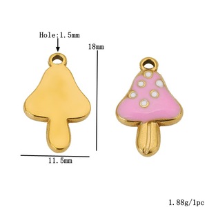 Pendentif en forme de champignon en acier inoxydable émaillé pour la fabrication de bijoux, accessoires en gros - Product Image 2