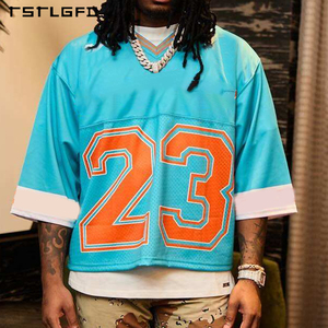 T-<span class=keywords><strong>shirt</strong></span> Homme Streetwear Personnalisé 100% Polyester Maille Oversize Coupe Boxy Crop Top Maillot de Hockey sur Glace Football T-<span class=keywords><strong>shirt</strong></span> Homme - Product Image 5