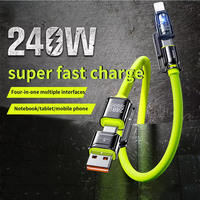 Câble de charge rapide 4-en-1 240W 6A double Type C PD 1M 2M USB en silicone pour téléphone portable USB C vers C