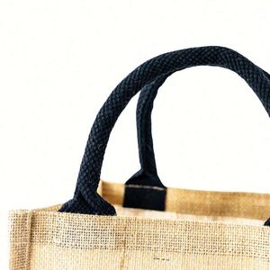 Bolsa de Yute Personalizada de Fábrica, Venta Caliente, Buena Calidad, con Logotipo Personalizado, Bolsa de Compras Ecológica con Bolsillo Interior de Lona - Product Image 5