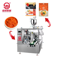 Machine de remplissage rotative pour sachets préformés de tahini, pâte de sésame, pâte de laksa, sauce chili, huile et liquides, avec système de dosage à engrenages