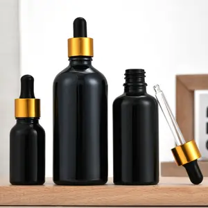 Popular Thick Bottom Matte Black Essential Oil Glass Dropper Bottle 100ml Frosted Glass Bottles For Essential Oil Glass