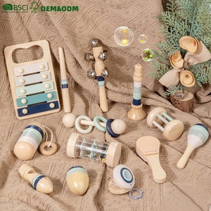 ชุดของเล่นดนตรีไม้สำหรับเด็ก ประกอบด้วยกลองมารากัสหลากสี ไซโลโฟน และของเล่นเขย่ามือไม้ ช่วยเสริมพัฒนาการทางการได้ยิน - Product Image 2