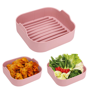 8.1 Inch Square Reusable <b>Air</b> <b>Fryer</b> <b>Silicone</b> Pot <b>Basket</b> Food Safe Reusable Liners With <b>air</b> Circulation <b>for</b> <b>Air</b> <b>Fryer</b> - Product Image 1