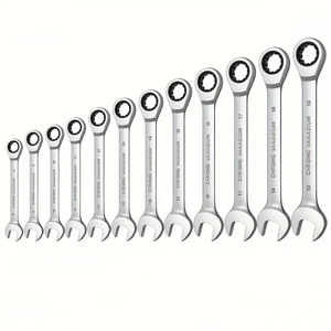 Juego de llaves de acero de doble propósito con extremo abierto, cromadas, OEM, personalizables, métricas, con abrazadera de plástico, para coches, combinación de llaves de carraca - Product Image 1