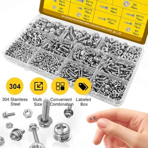 640Pcs 304 Stainless Steel Phillips Pan Head Screws Nuts Washers Assortment Kit Metric Fasteners Set - Product Image 3