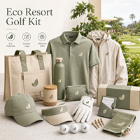 Kit de Bienvenida VIP para Invitados de Golf con Polo, Paraguas, Bolsa de Lona, Gorra, Botella, Vaso Térmico, Cordón, Toalla, Guante, Pelotas y Caja de Regalo