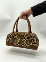 Sac à main Boston vintage à imprimé léopard, style streetwear, sac à bandoulière pour femme, toutes saisons JZ-17