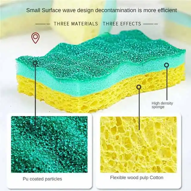 Penjualan laris 2024 spons pencuci piring bantalan gosok sisi ganda sikat pembersih dapur blok spons pencuci piring rumah tangga spons pencuci piring