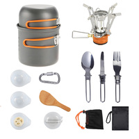 Set Peralatan Masak Gas Portabel untuk Berkemah DS-101, Kompor Mini Aluminium Alloy untuk Luar Ruangan & Tas Penyimpanan untuk Hiking & Piknik