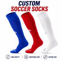 Chaussettes de football montantes personnalisées avec logo, respirantes, en tricot uni, pour l'entraînement et les matchs sportifs (OEM/ODM)