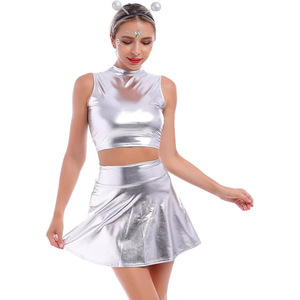 Disfraz sexy de cosplay M-XL, conjunto de vestido corto de charol para Halloween, fiestas y actuaciones en escenario. - Product Image 2