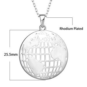 Collar <span class=keywords><strong>de</strong></span> Plata <span class=keywords><strong>de</strong></span> Ley 925 Personalizado con <span class=keywords><strong>Mapa</strong></span> del <span class=keywords><strong>Mundo</strong></span> Plano, Minimalista, con Circonita Cúbica, para Mujer - Product Image 5