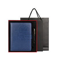 Ensemble cadeau d'affaires en cuir PU, carnet à feuilles mobiles A5 avec stylo, boîte cadeau, sac cadeau, logo personnalisé, cadeau promotionnel d'entreprise, vente en gros