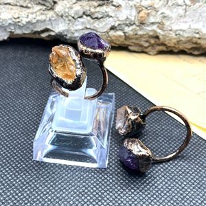 Bagues de luxe faites à la main en pierre naturelle et cristal irrégulier, style rétro, bijoux de mode pour mariage, fiançailles, fêtes et cadeaux - Product Image 3