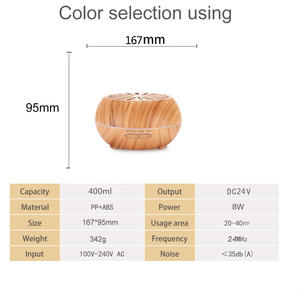 Wood Grain Aromatherapy <b>Humidifier</b> 400ml 167x95mm With Led Light For Home Office Use - Product Image 1