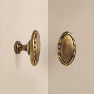 Enkelvoudige antieke messing kastgrepen, <span class=keywords><strong>vintage</strong></span> ovale H59 messing kastknoppen voor keuken, badkamer en commode - Product Image 3
