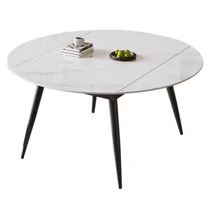 Table à manger nordique extensible en dalle <span class=keywords><strong>de</strong></span> roche carrée et <span class=keywords><strong>ronde</strong></span>, table à manger en marbre blanc italien et ensemble <span class=keywords><strong>de</strong></span> chaises - Product Image 6