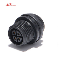 Conector Impermeable LLT M16 IP68 de 15A, 4 Pines, con Bloqueo de Tornillo, para Exteriores, Montaje en Panel, Conectores Hembra y Macho de 4 Pines