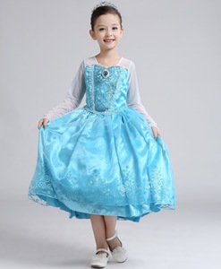 Costume de princesse Anna <span class=keywords><strong>Elsa</strong></span> à paillettes de haute qualité pour enfants, film télévisé, manches longues, couleur bleu clair, cosplay, fête d'anniversaire, Halloween - Product Image 4