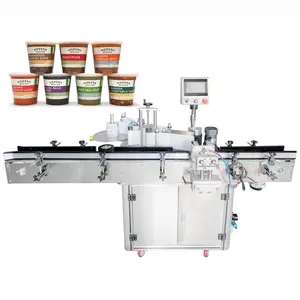 YS515T Automatic Taper Cup Jar Round Plastic Glass Bottle Food Jam Labeling Machine With Angle Tile Incline