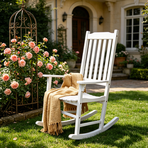 Sedia a <span class=keywords><strong>dondolo</strong></span> in legno di pioppo per scrivania, stile lounge con cuscino e guanciale, per casa, giardino, patio, in MDF, bestseller - Product Image 1