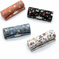 Trousse de Maquillage et de Voyage Florale pour Femmes avec Miroir et Porte-Rouge à Lèvres